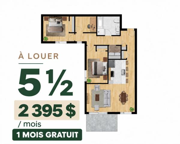 5.5 neuf à Sainte-Julie, Quartier Lumicité avec stationnement